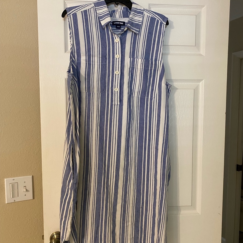 Lands End linen shirt dress